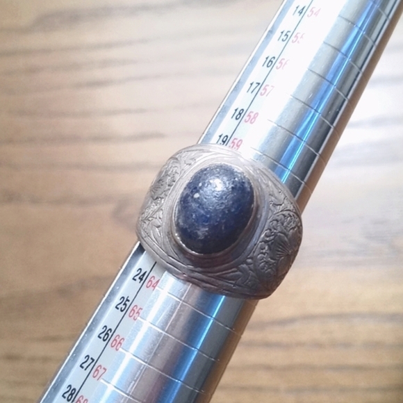 Antique Vintage 925 Sterling Silver w Blue Dumortierite Ring 10 - Picture 6 of 16